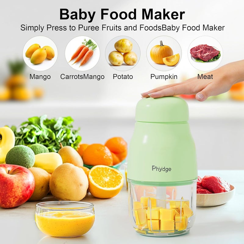 Phydge Baby Food Maker, Green Baby Food Blender, 10oz Baby Food Puree Maker, Food Processor for Baby Foods Fruit Vegetable Meat, 10-Second Quick Soft Food Prep for Baby - Image 2